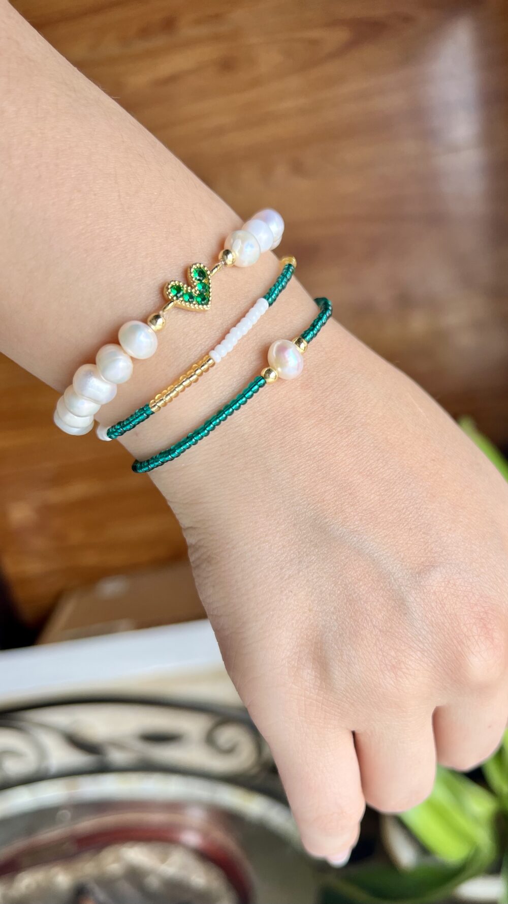 Pulsera perla verde